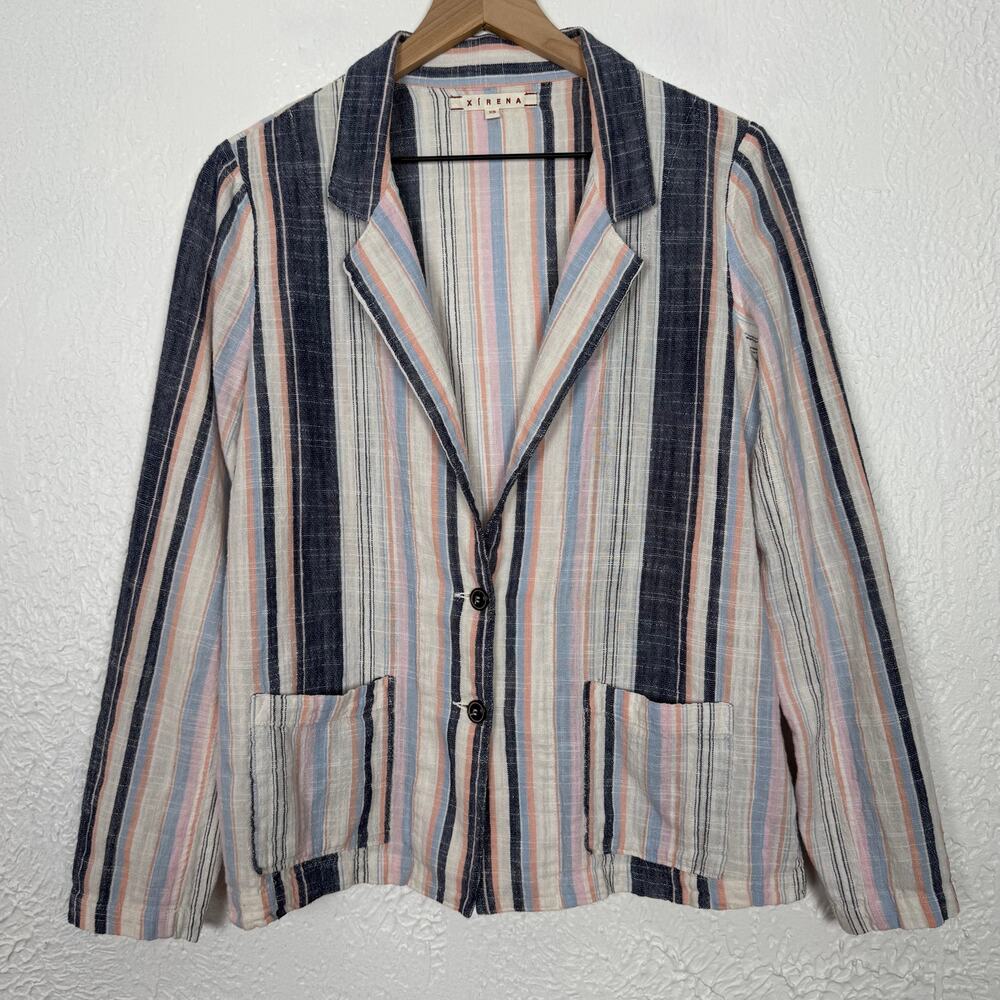 Xirena Lightweight Striped Cotton Blazer Top Size XS